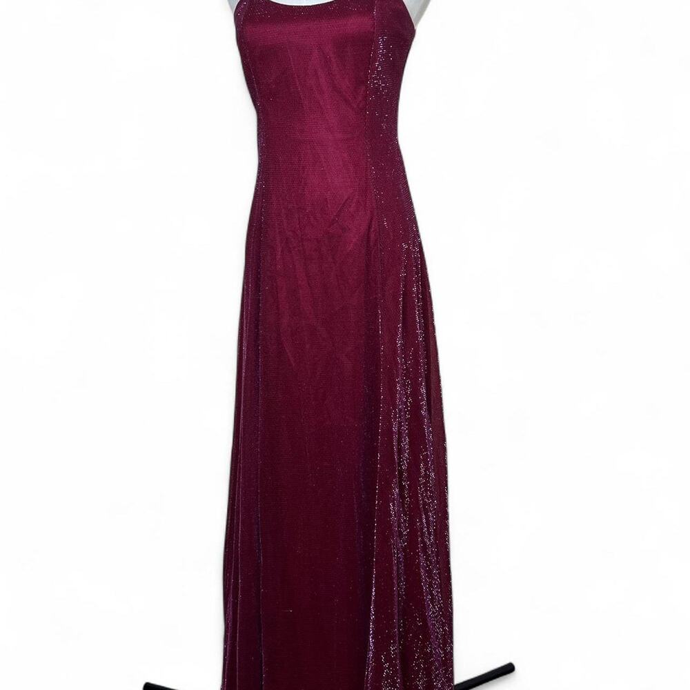 Vintage Scott McClintock Deep Purple Glitter Formal Gown – Rhinestone Straps Y2K